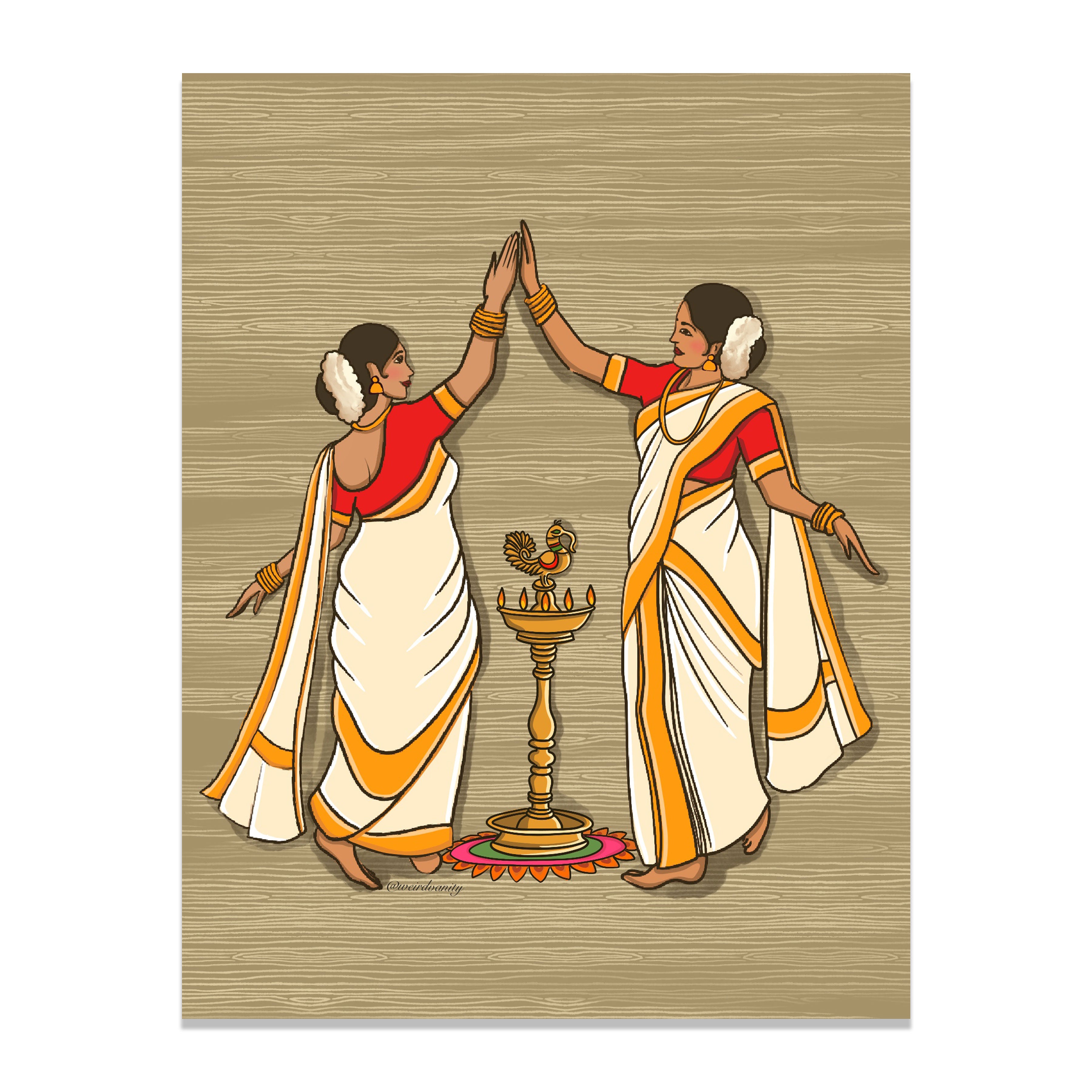 Thiruvathira Kali Illustration Kerala Dance – Modern Desi, image size:3600x3600