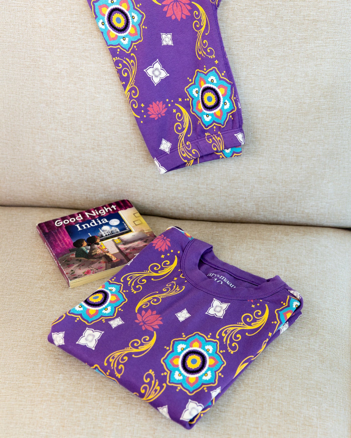 Big Kid Pajama Set – Purple Rangoli