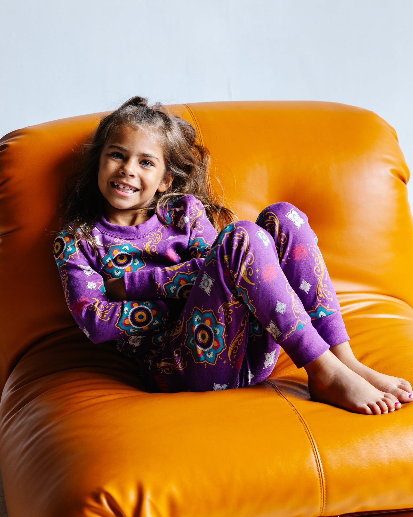 Big Kid Pajama Set – Purple Rangoli