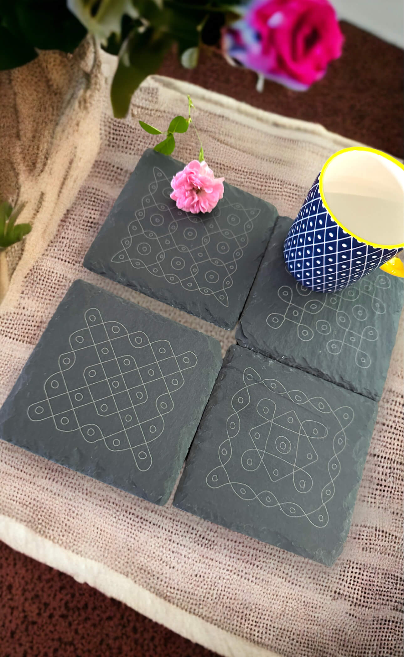 Kolam Slate Coasters