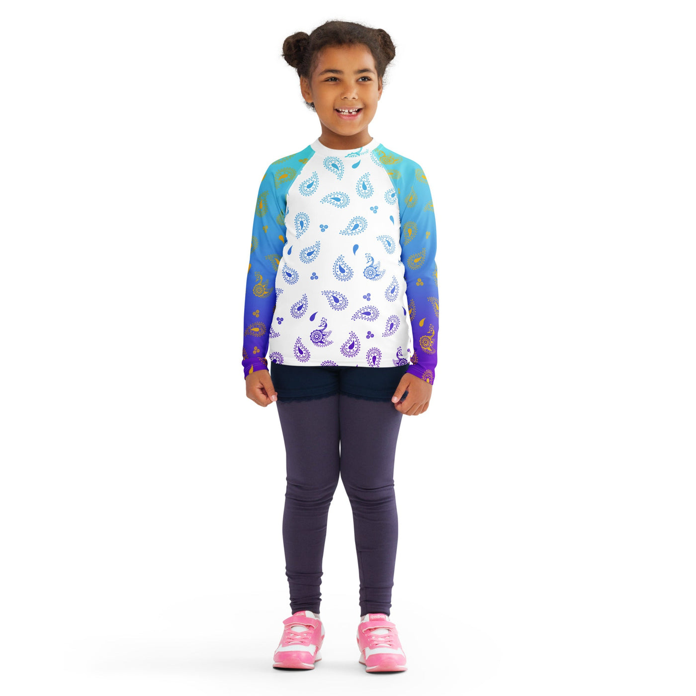 Peacock Henna Kids' Rash Guard – Elegance Meets Sun Protection