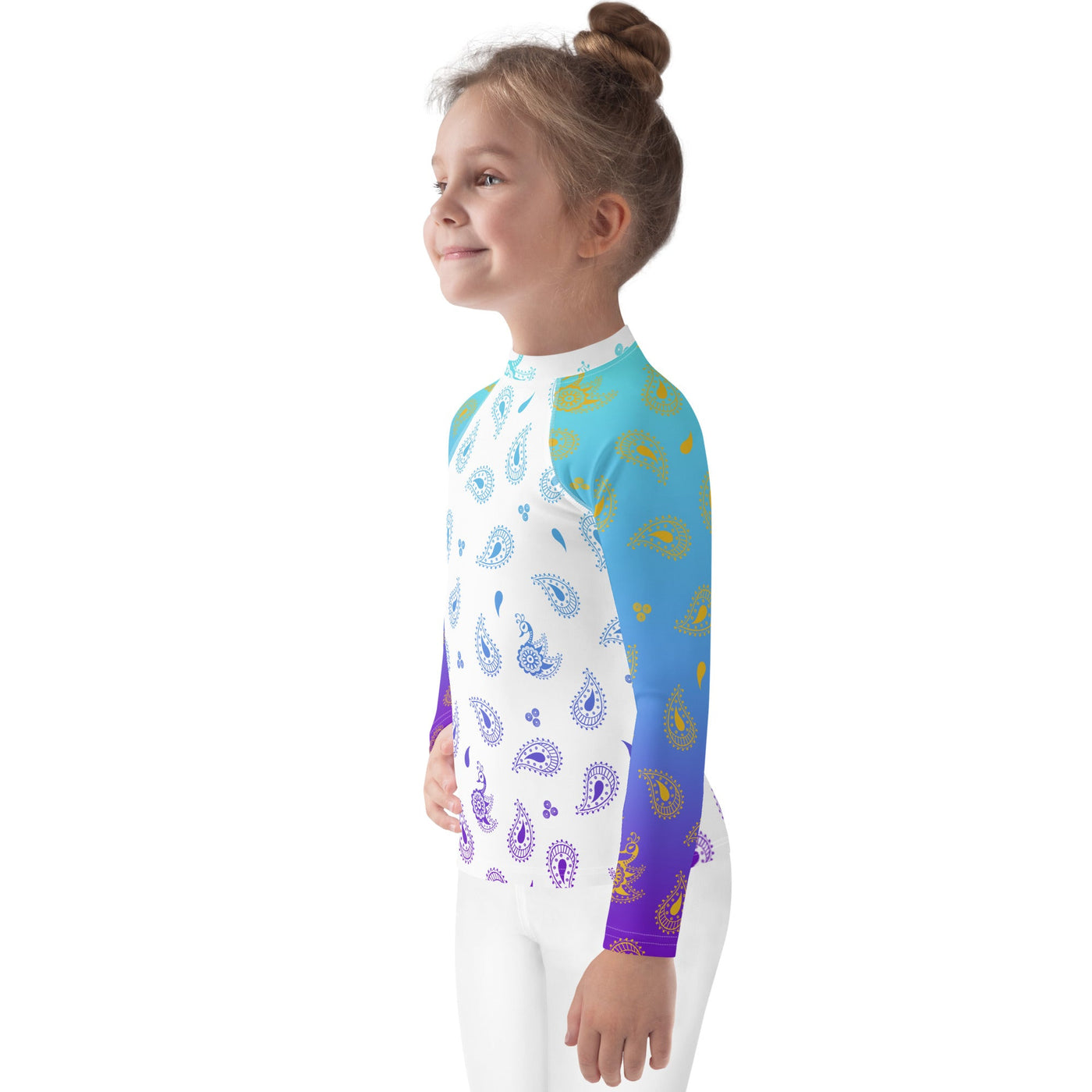 Peacock Henna Kids' Rash Guard – Elegance Meets Sun Protection