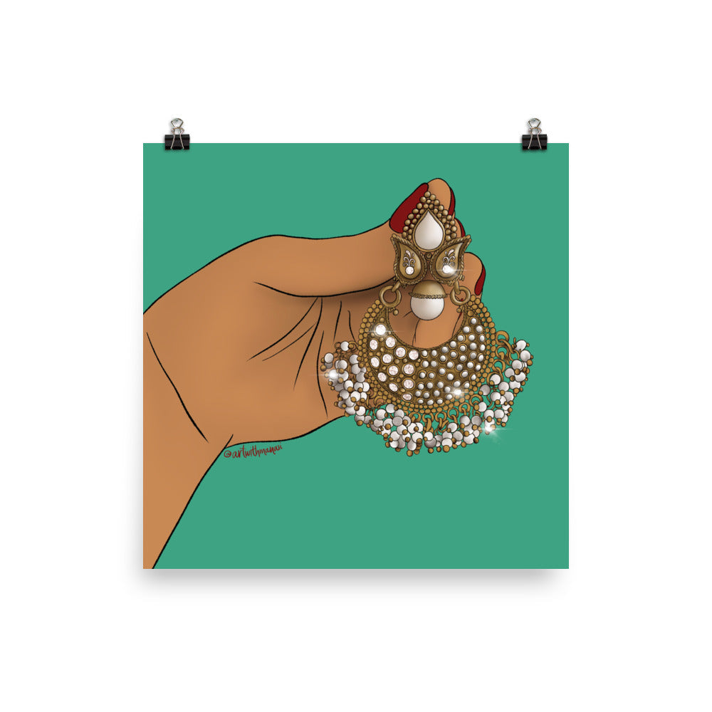 Large Desi Gold Earring Print