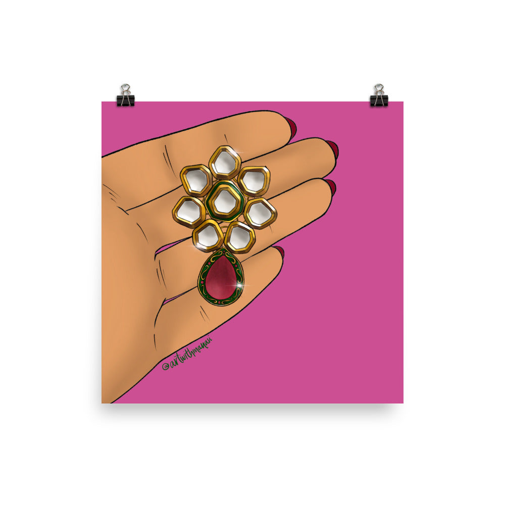 Kundan Earring Print