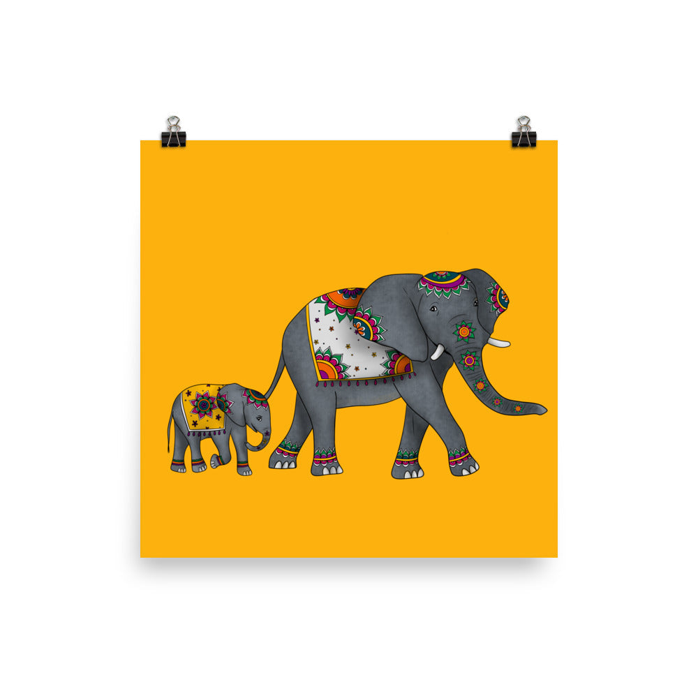 Mandala Elephants Poster