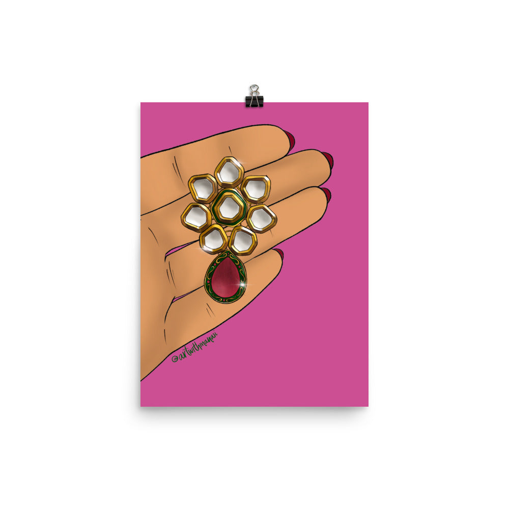 Kundan Earring Print