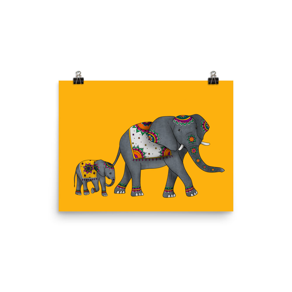 Mandala Elephants Poster