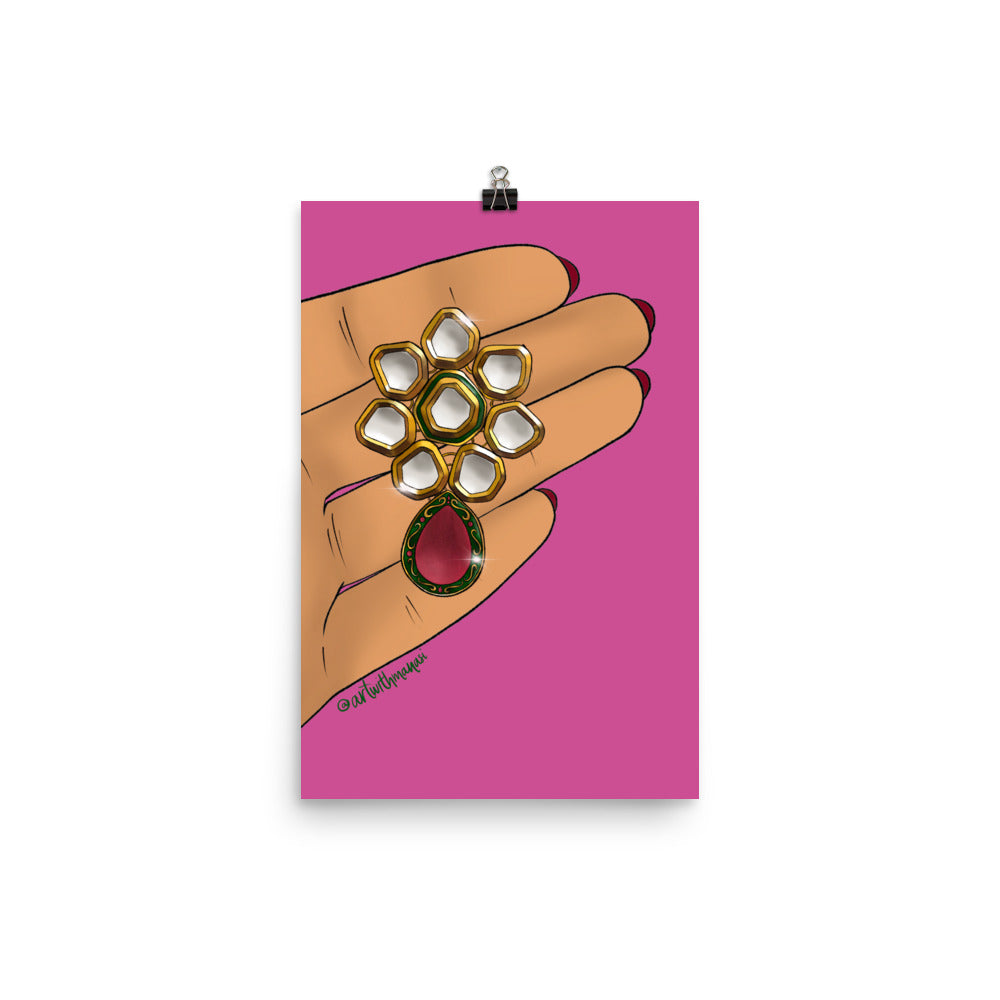 Kundan Earring Print