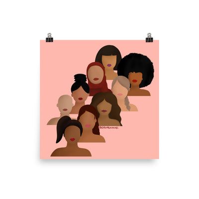 Diverse Women Empowerment Print Light Pink