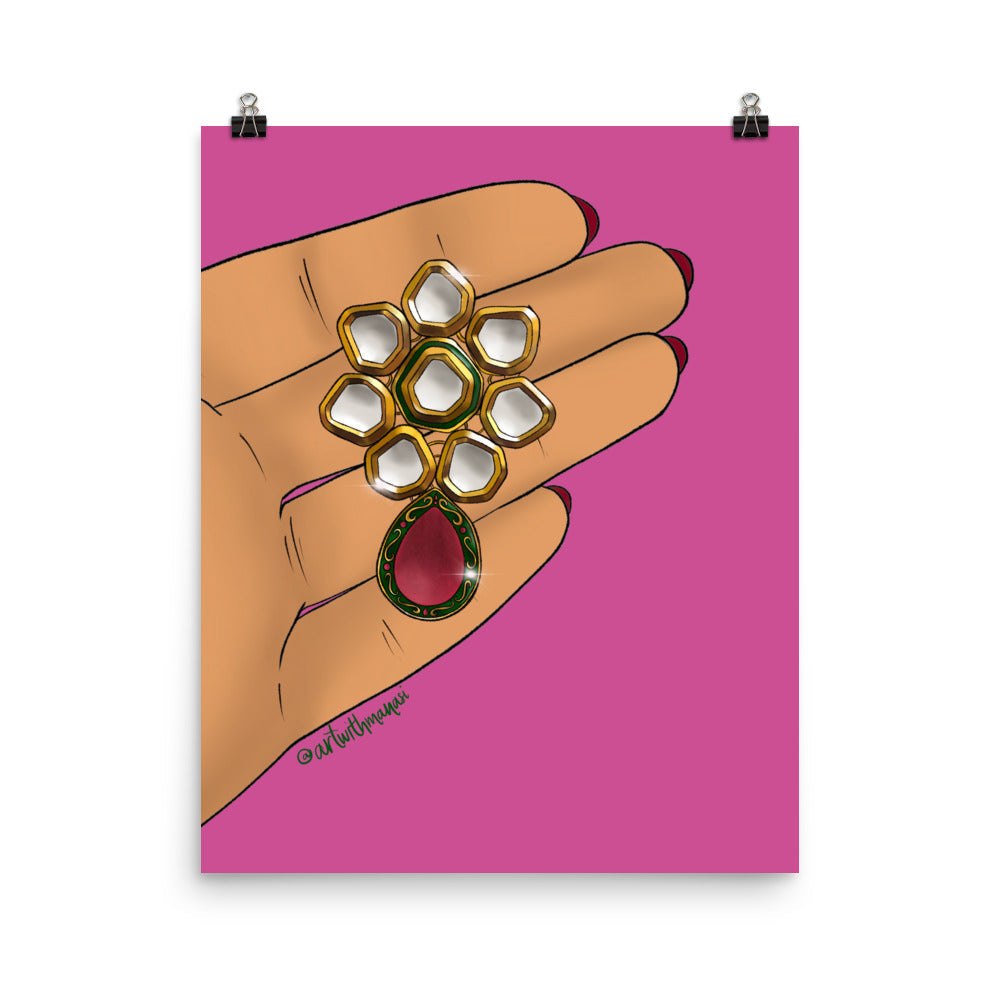 Kundan Earring Print