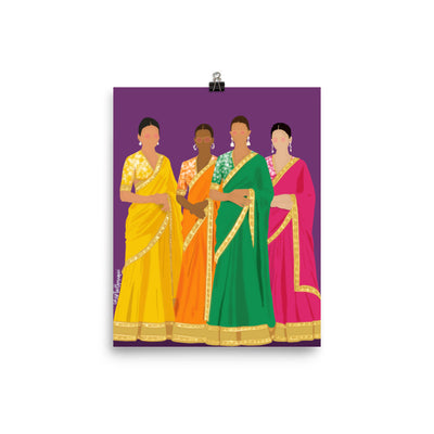 Colorful Women in Saris Print