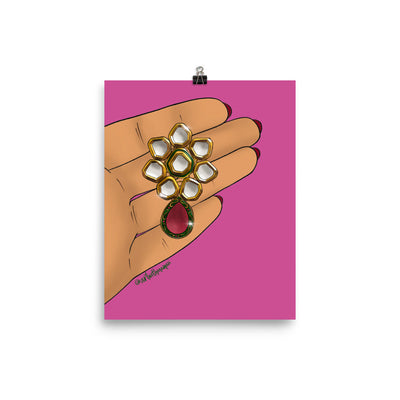 Kundan Earring Print