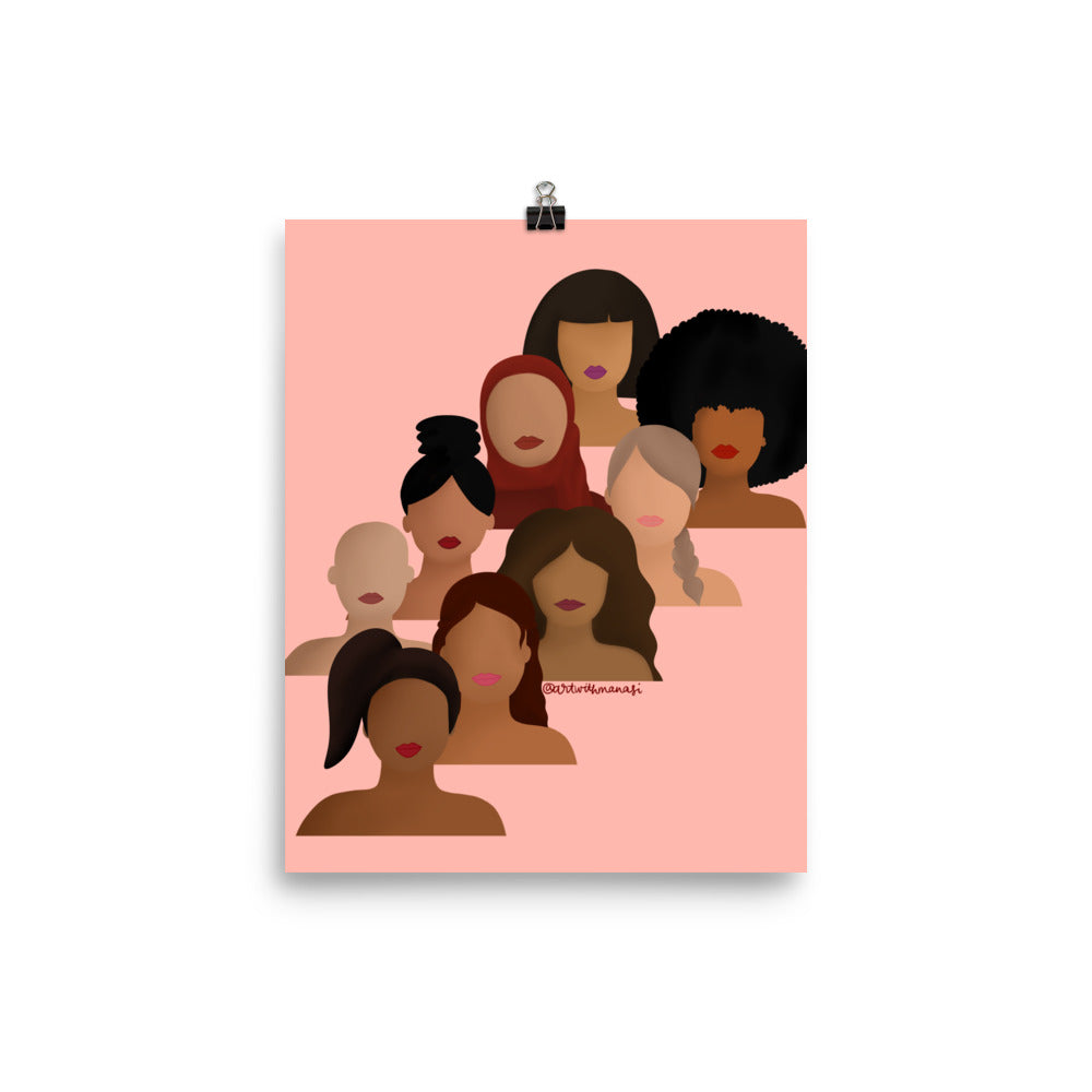 Diverse Women Empowerment Print Light Pink