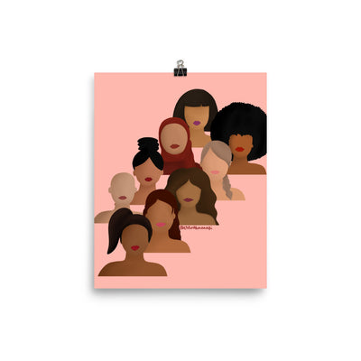 Diverse Women Empowerment Print Light Pink