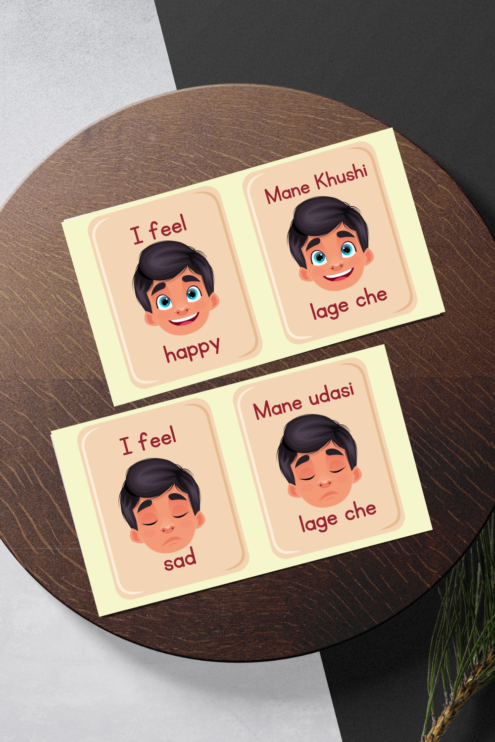 English-Gujarati Emotion Flash cards