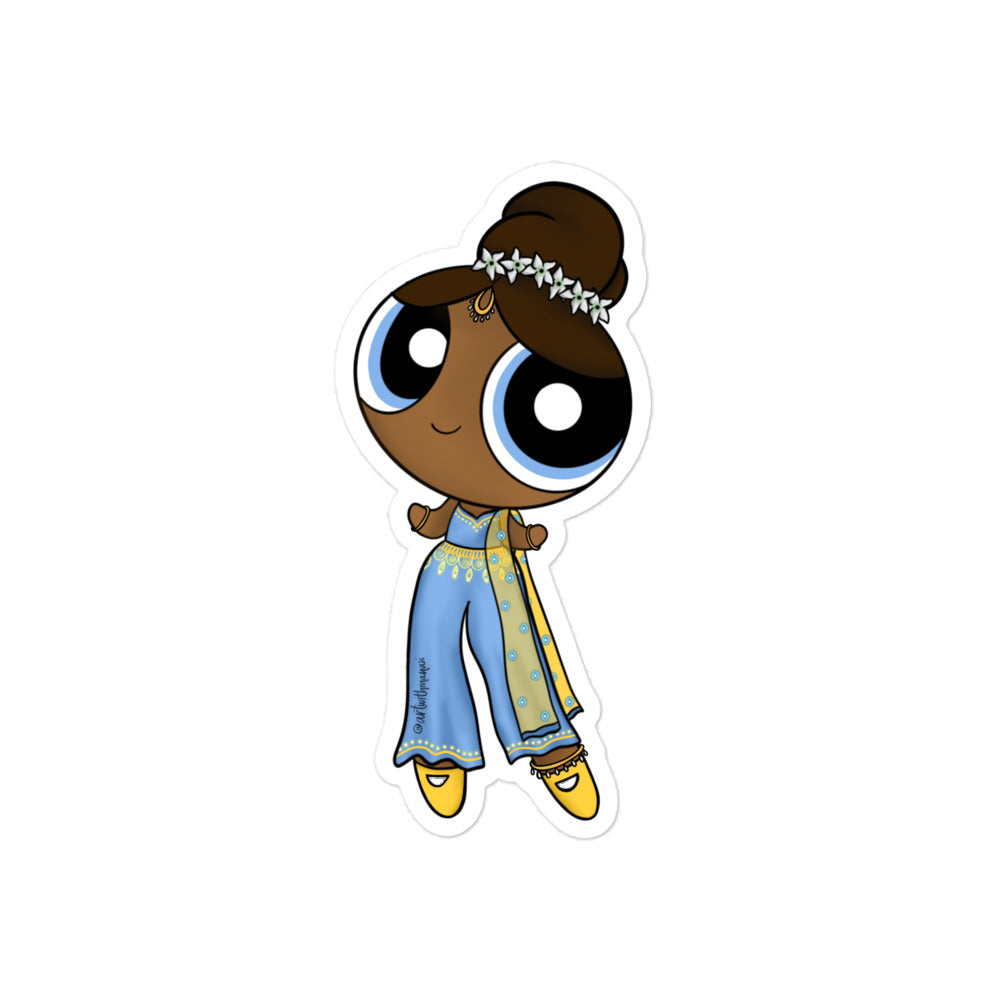 Desi Powerpuff Girl Sticker- Bubbles