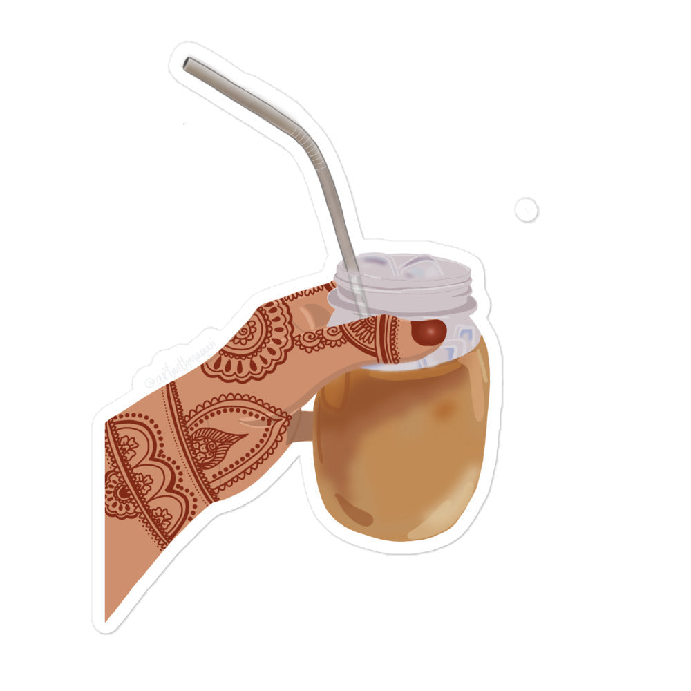 Iced Coffee with Mendhi Sticker