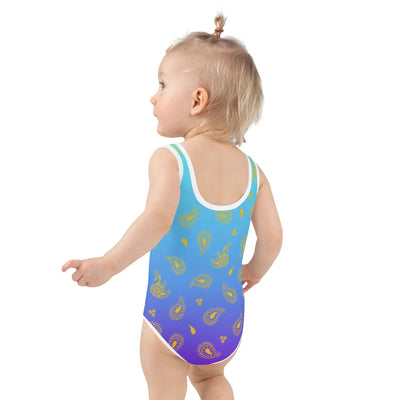 Peacock Henna Girls' Swimsuit – Graceful, Bold, and Made to Move