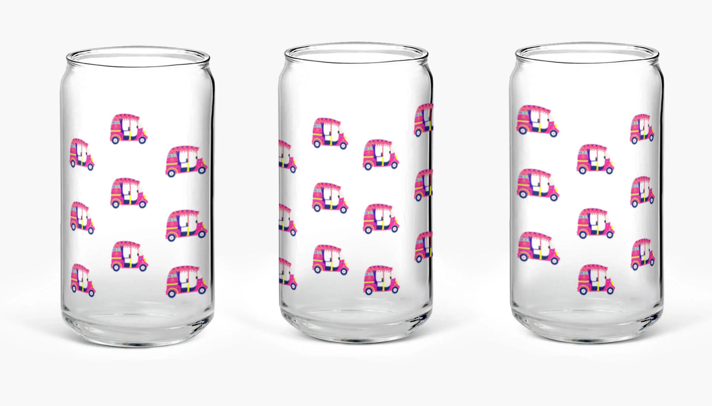 Pink Auto Glass Tumbler – A Bold, Playful Sip of Culture