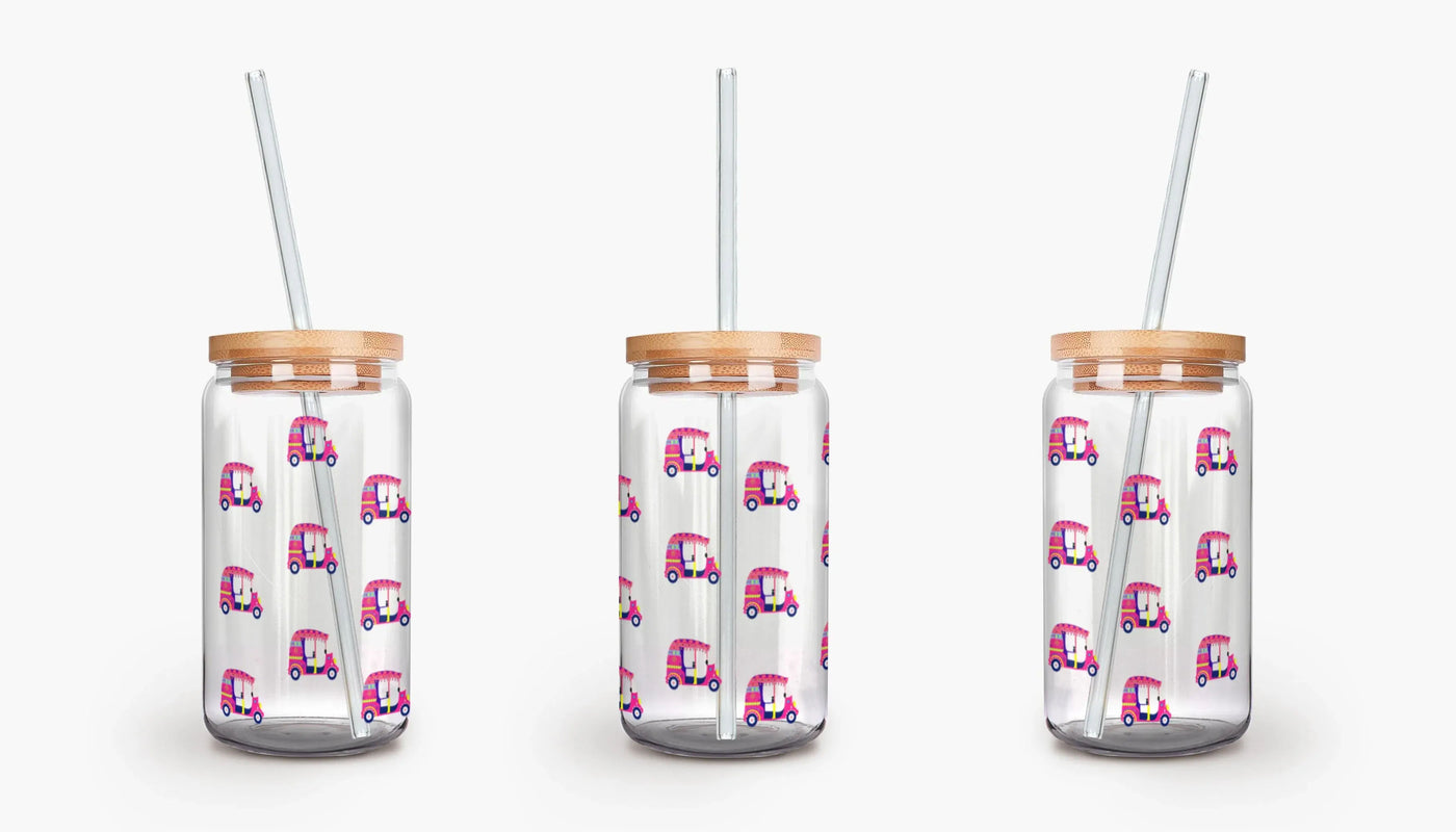 Pink Auto Glass Tumbler – A Bold, Playful Sip of Culture