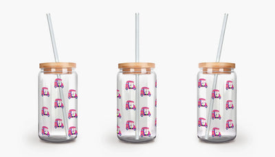 Pink Auto Glass Tumbler – A Bold, Playful Sip of Culture