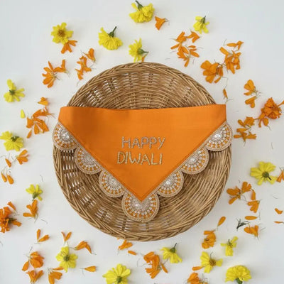 Happy Diwali embroidered dog bandana