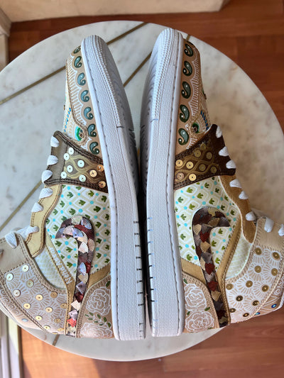 Neutral Beat: Hand Painted and Embellished Nike Air Jordan 1's Highs