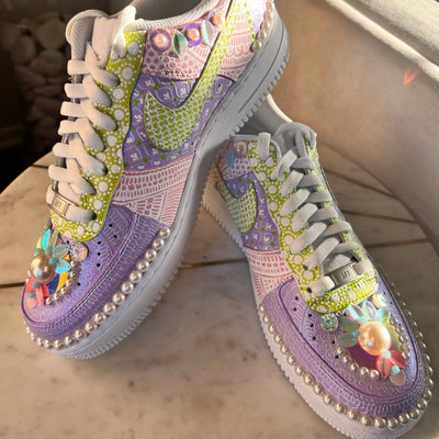 Opulence: Hand Painted and Embellished Nike AF1 '07