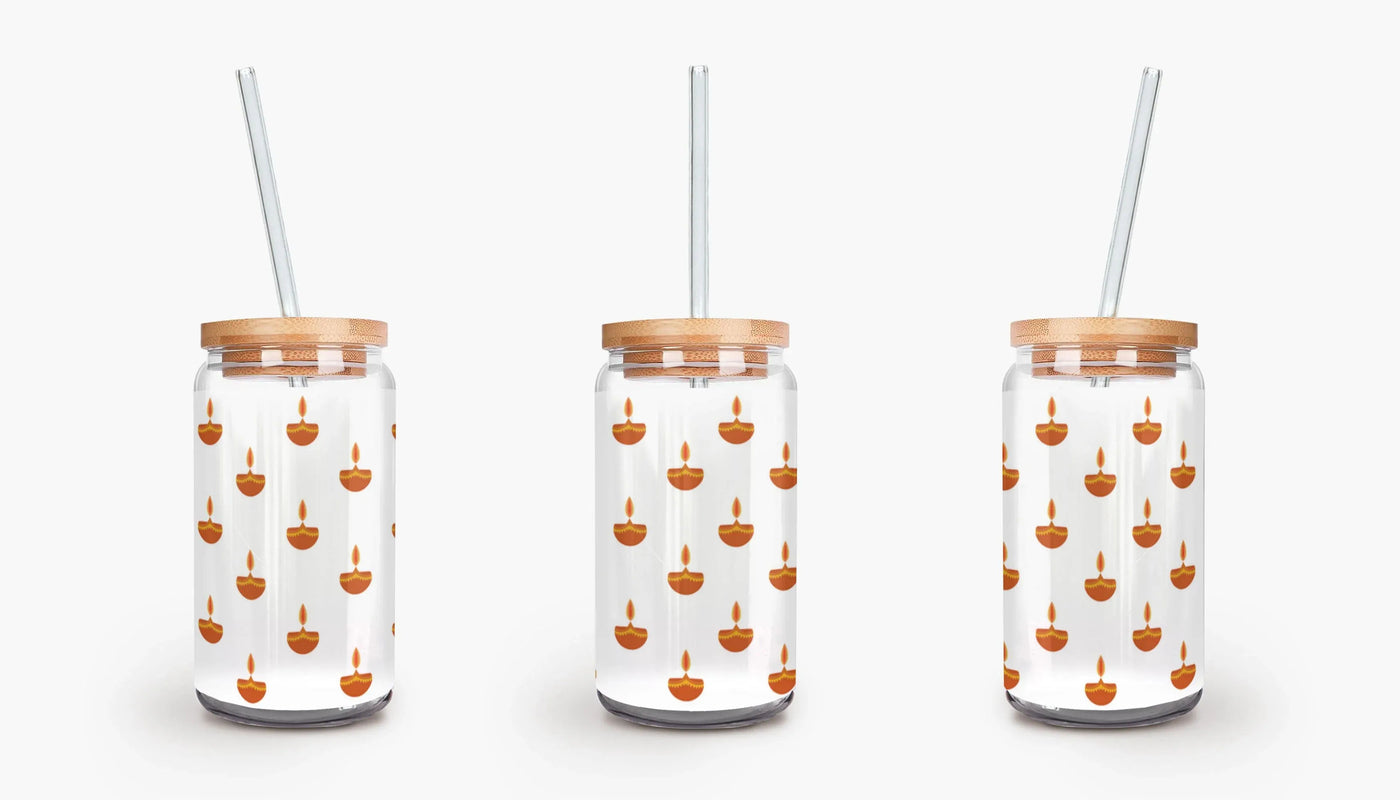 Diya Glass Tumbler – Glow Up Your Sips with Festive Charm