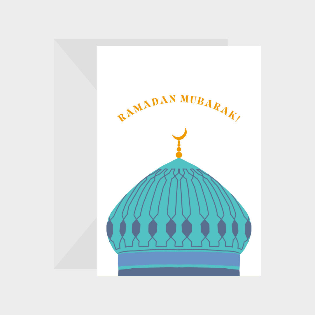 Blue Dome Ramadan Mubarak Greeting Card