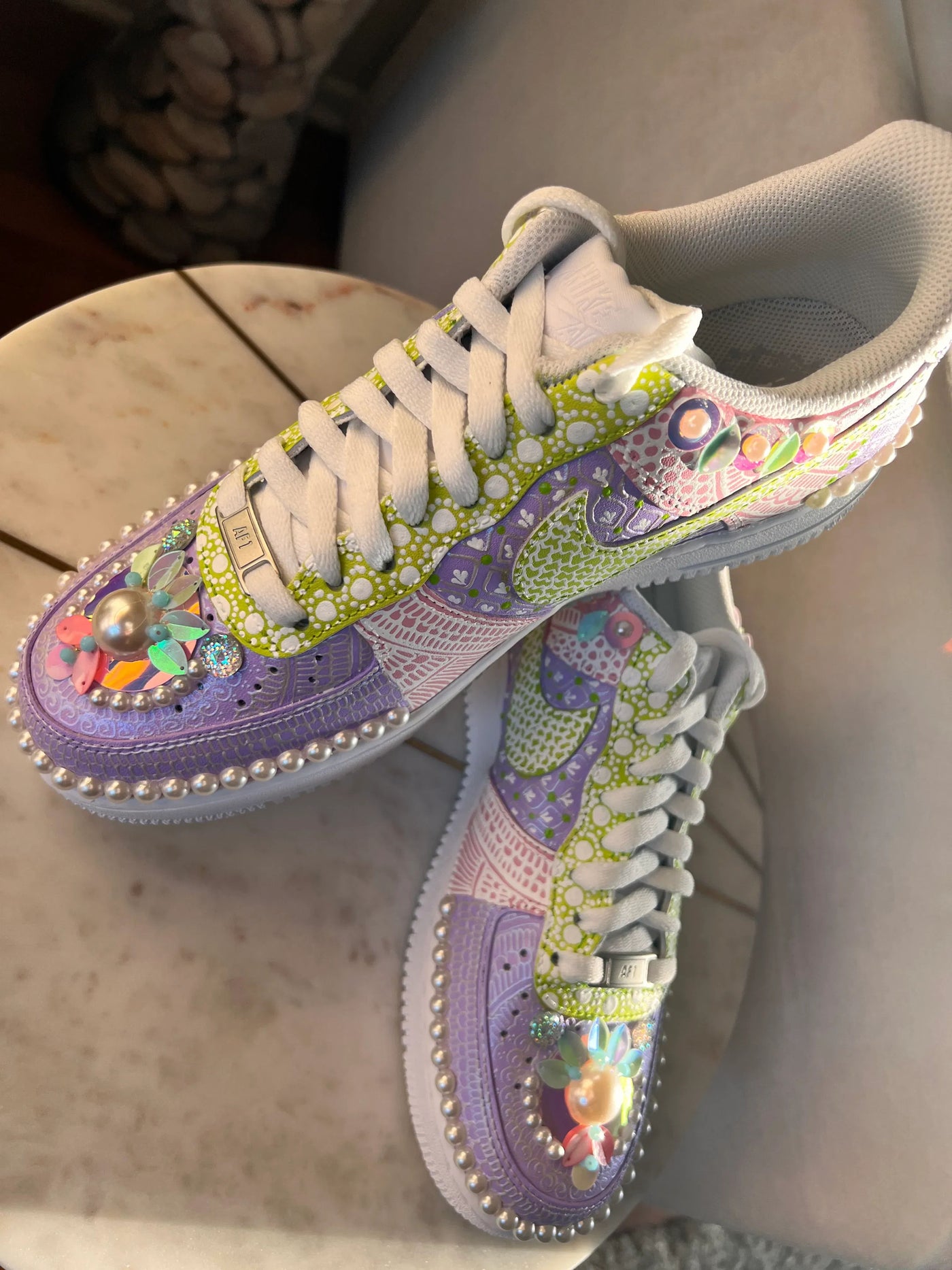 Opulence: Hand Painted and Embellished Nike AF1 '07