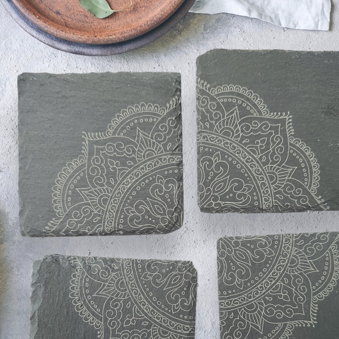 Mandala Design Slate Coasters