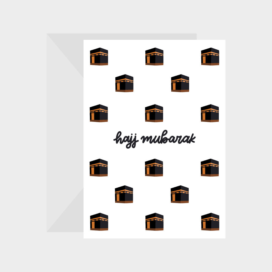 Hajj Mubarak Kabah Pattern Greeting Card