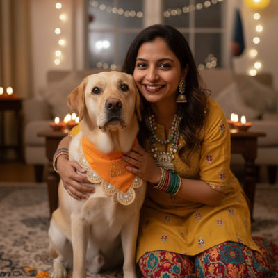 Happy Diwali embroidered dog bandana