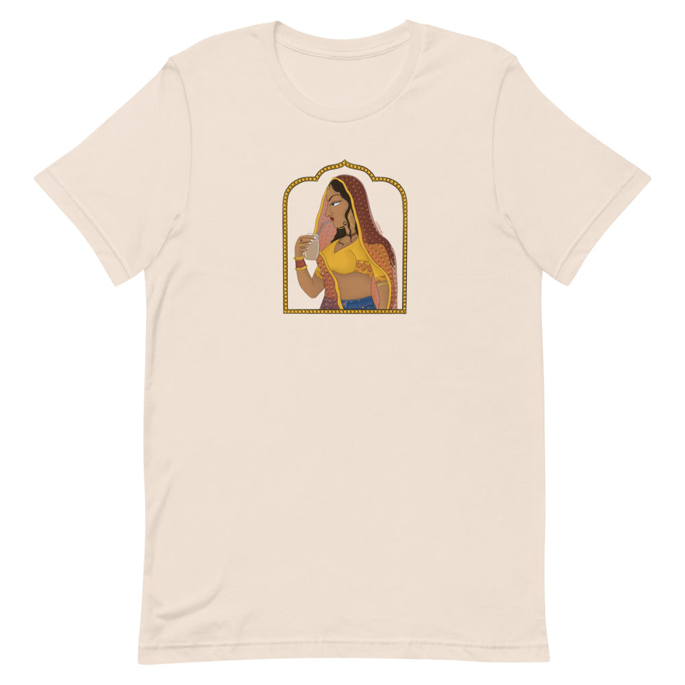 Rajasthani Rani Drinking Iced Coffee T-Shirt