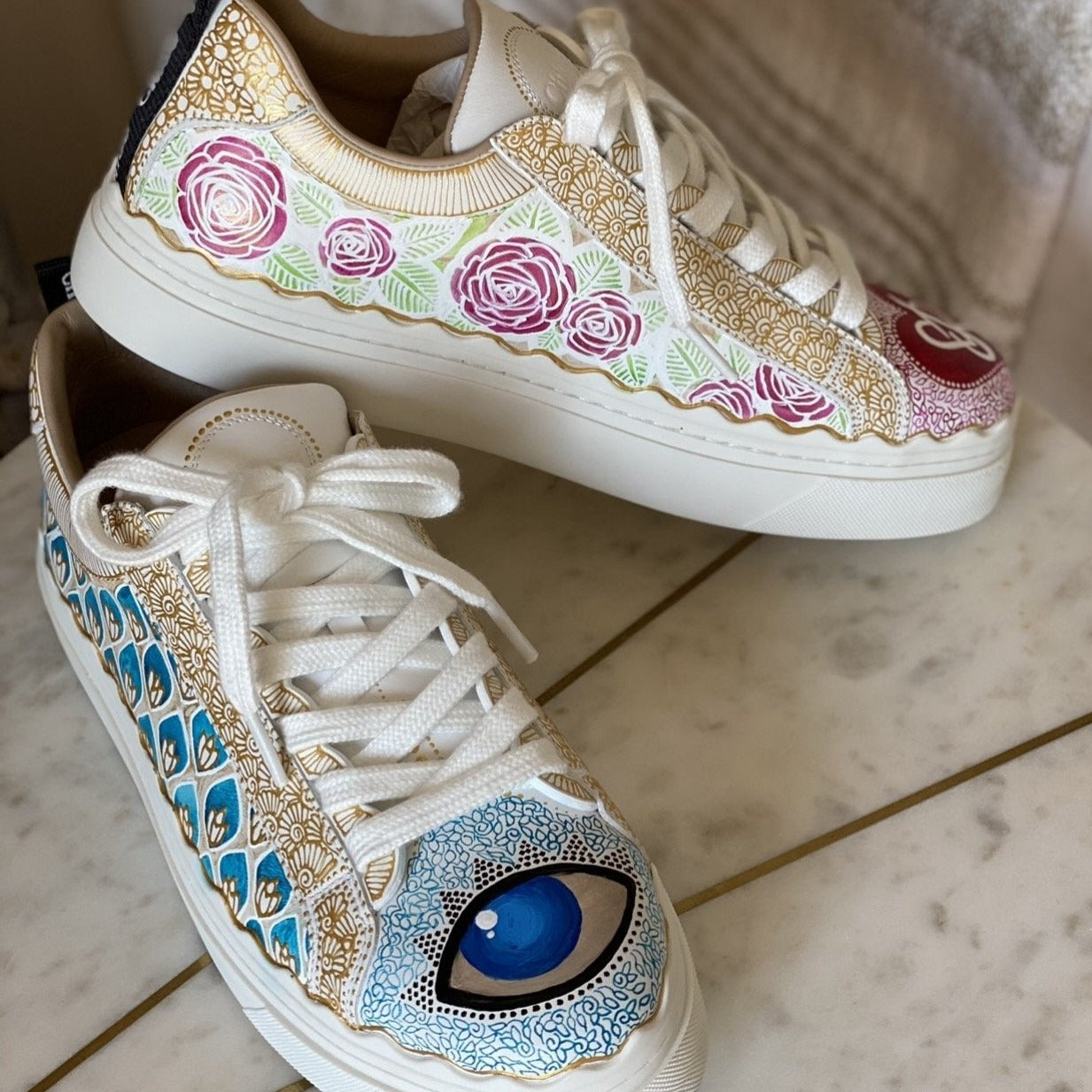 Custom henna painted sneakers by Neha Assar Artistry