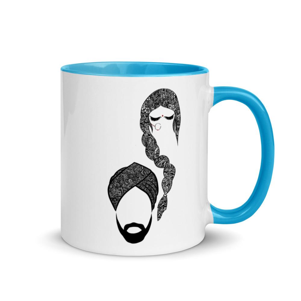 Desi Girl and Guy Ceramic Mug with Color Inside