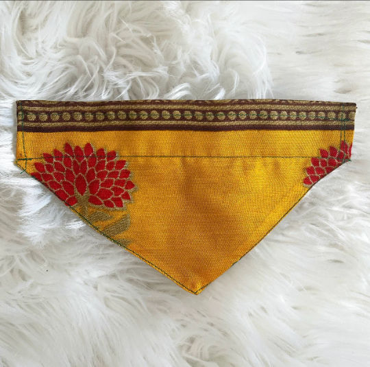 Yellow Sari Dog Bandana by Pawesome Desi Boutique