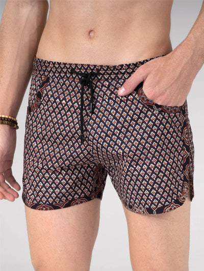 Hand Block Printed Dolphin Shorts - Mahi Black