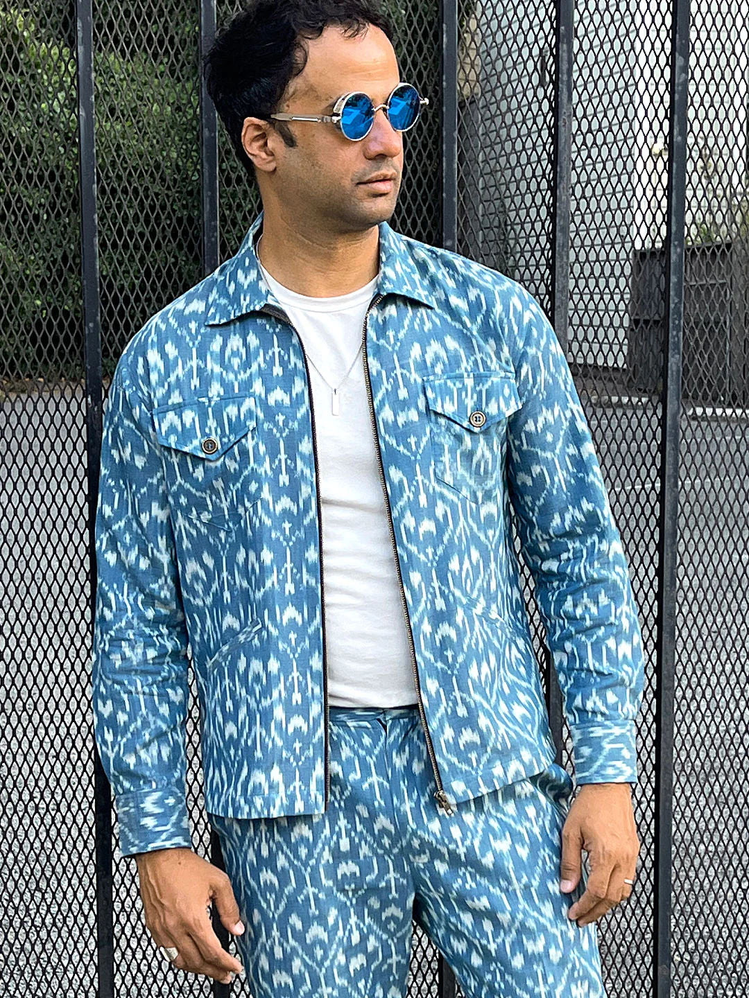 Glitchet - Sky Blue Handcrafted Ikat Jacket