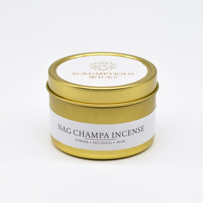 Nag Champa Incense Tin candle by Scrumptious Wicks