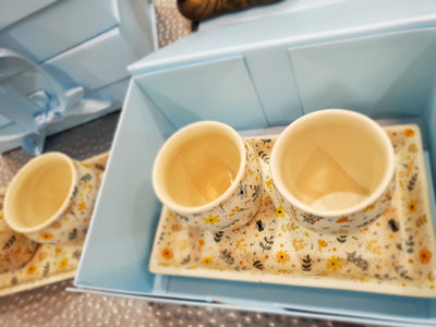 Tea Cup Gift Set (of 2) with Tray