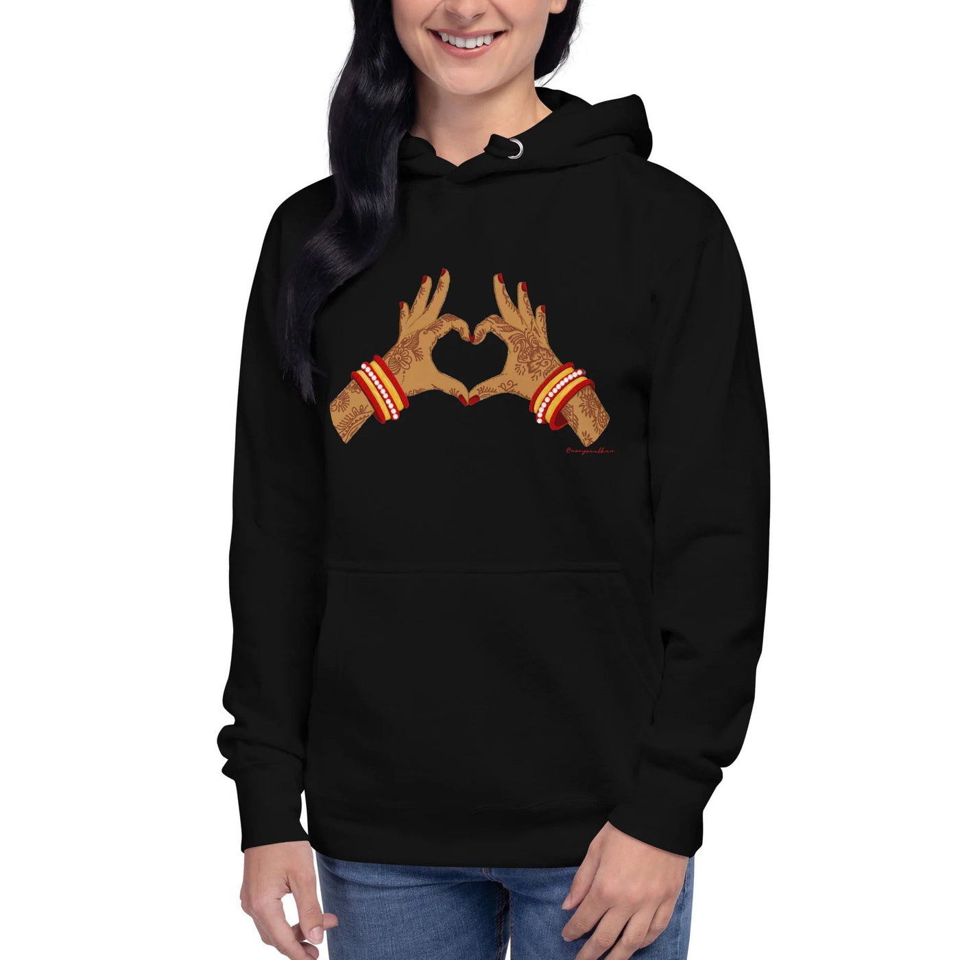 Mehendi Love hands hoodie by Amy Malkan