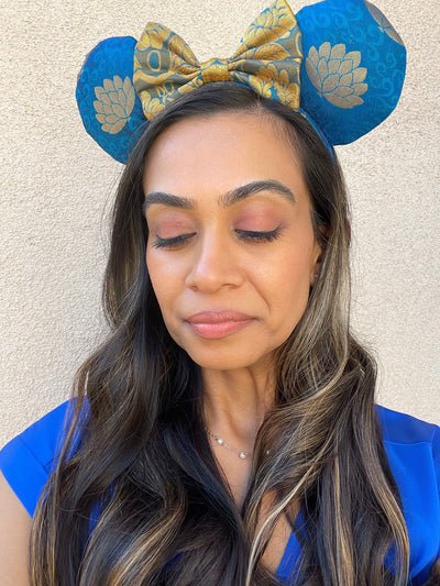 Blue and Gold Sari Minnie Mouse Ears (Adult Size)