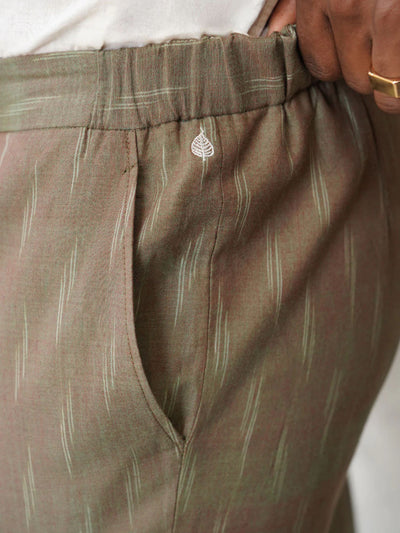 Slim Fit Handwoven Ikat Pants - Peanut Brown (Two tone)