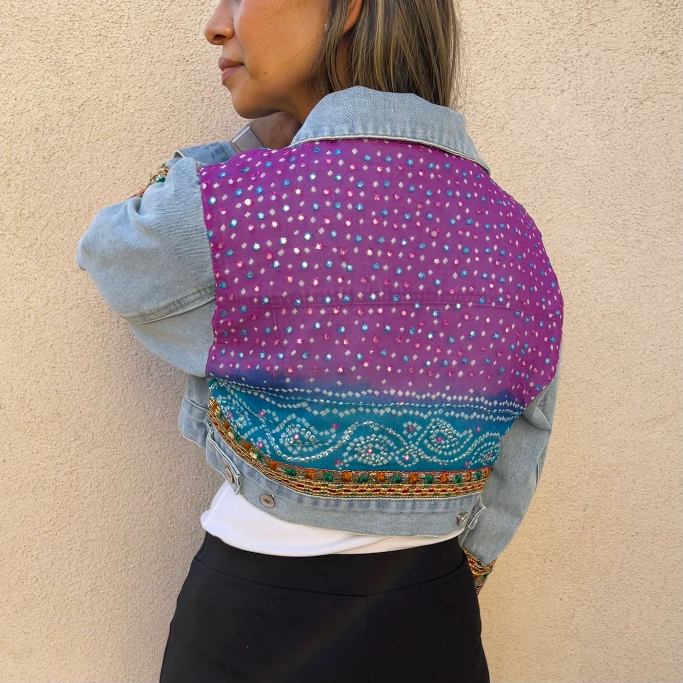 Bandhani Denim Jacket - Medium - Ready to Ship