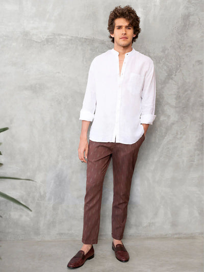 Slim Fit Handwoven Ikat Pants - Walnut Brown