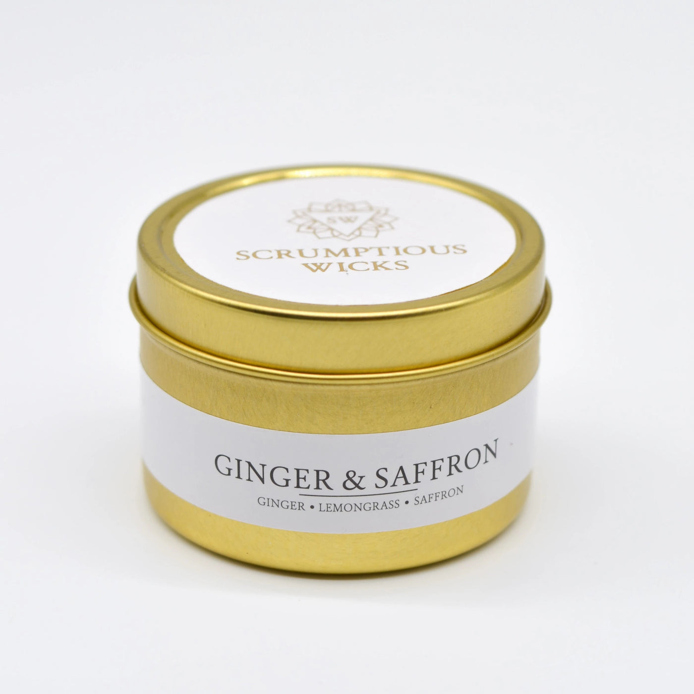 Ginger & Saffron Tin candle by Scrumptious Wicks