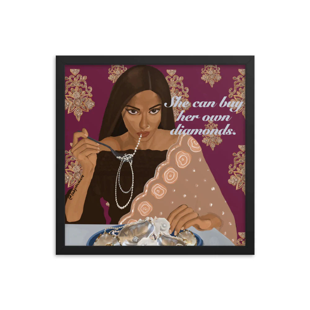 She Can Buy her Own Diamonds Framed Poster by Labyrinthave