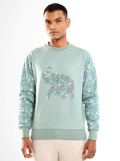 Unisex Printed Crewneck Sweatshirt – Mint Green
